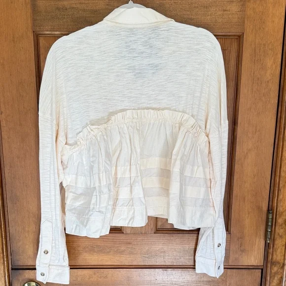 Anthropologie Cream Ruffled Blouse - M - Picture 6 of 6